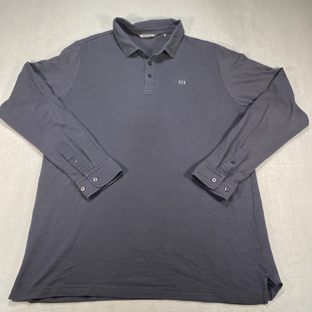Travis Mathew Men's XXL Long Sleeve Collared 1/4 Button Up Black Golf Shirt